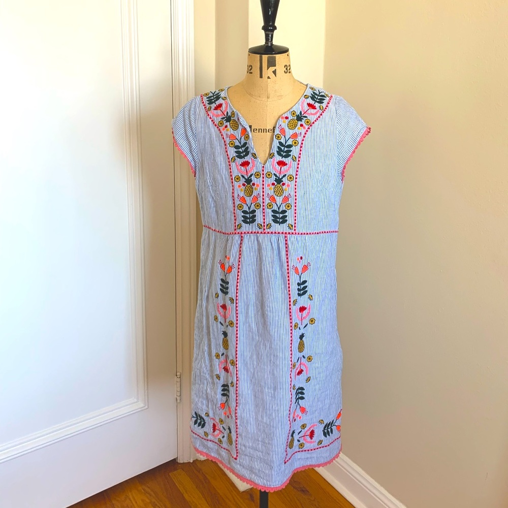 Boden Blue and White Midi Dress